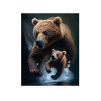 Bear with cub in water