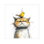 Bruine kat met vogel
