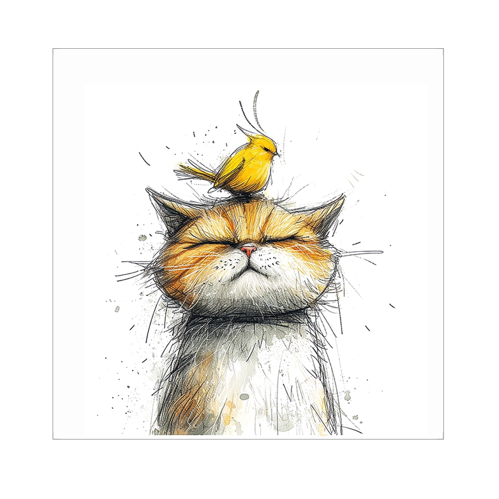 Bruine kat met vogel