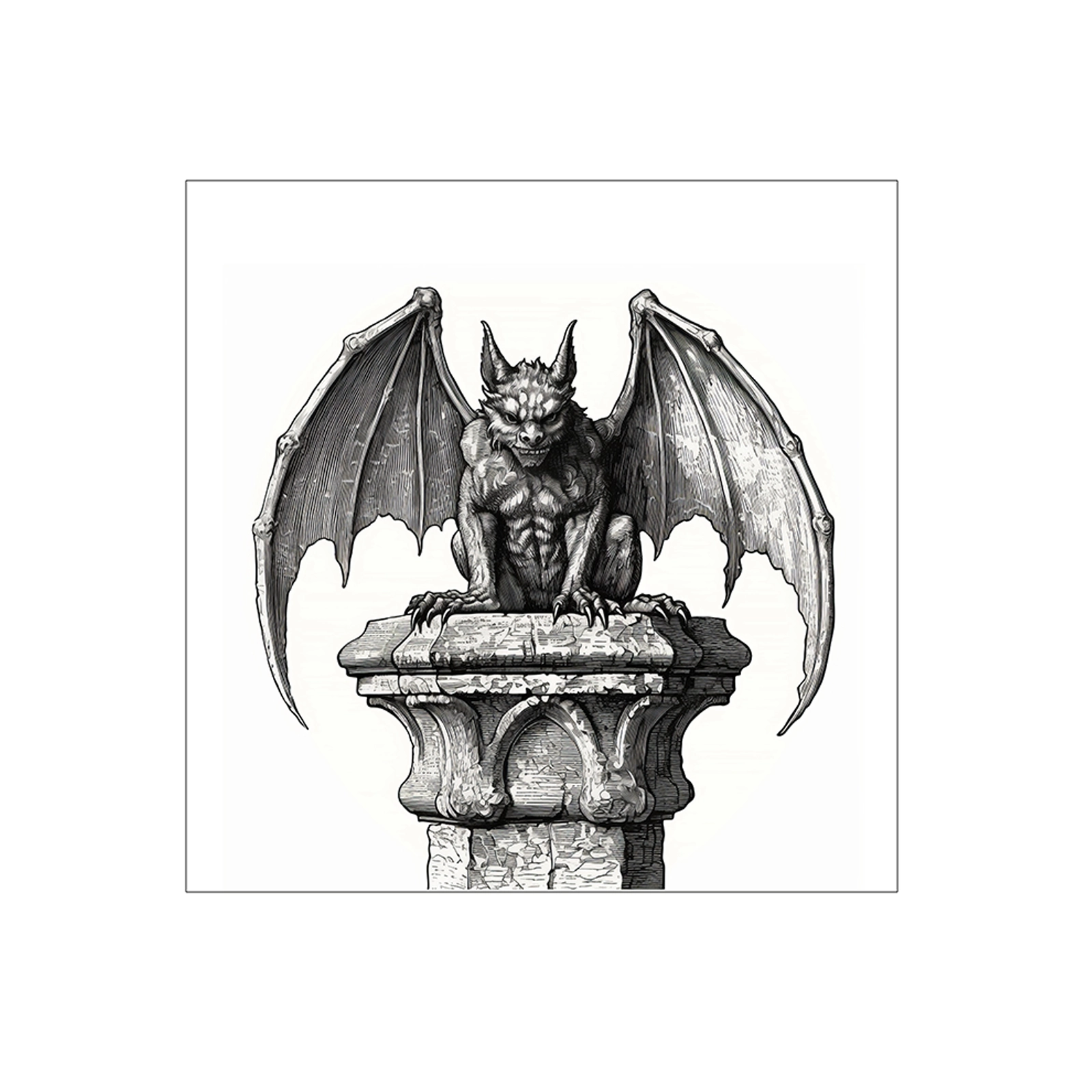 Demonic gargoyle on pillar