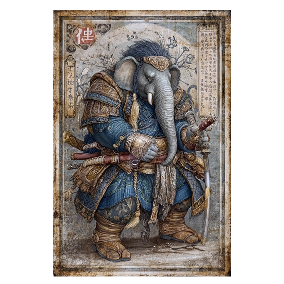 Olifant Krijger in Ukiyo-e Stijl
