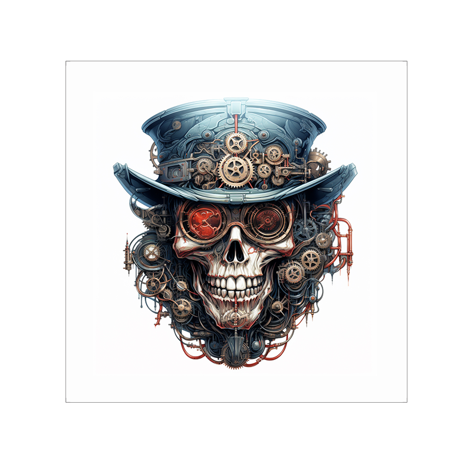 Steampunk skull wearing hat and glasses