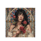 Woman with red roses