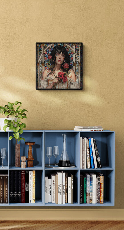 Woman with red roses
