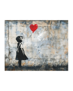Girl with red heart balloon
