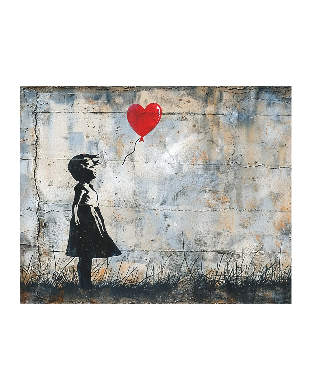 Girl with red heart balloon