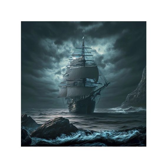 Ship in blue ocean